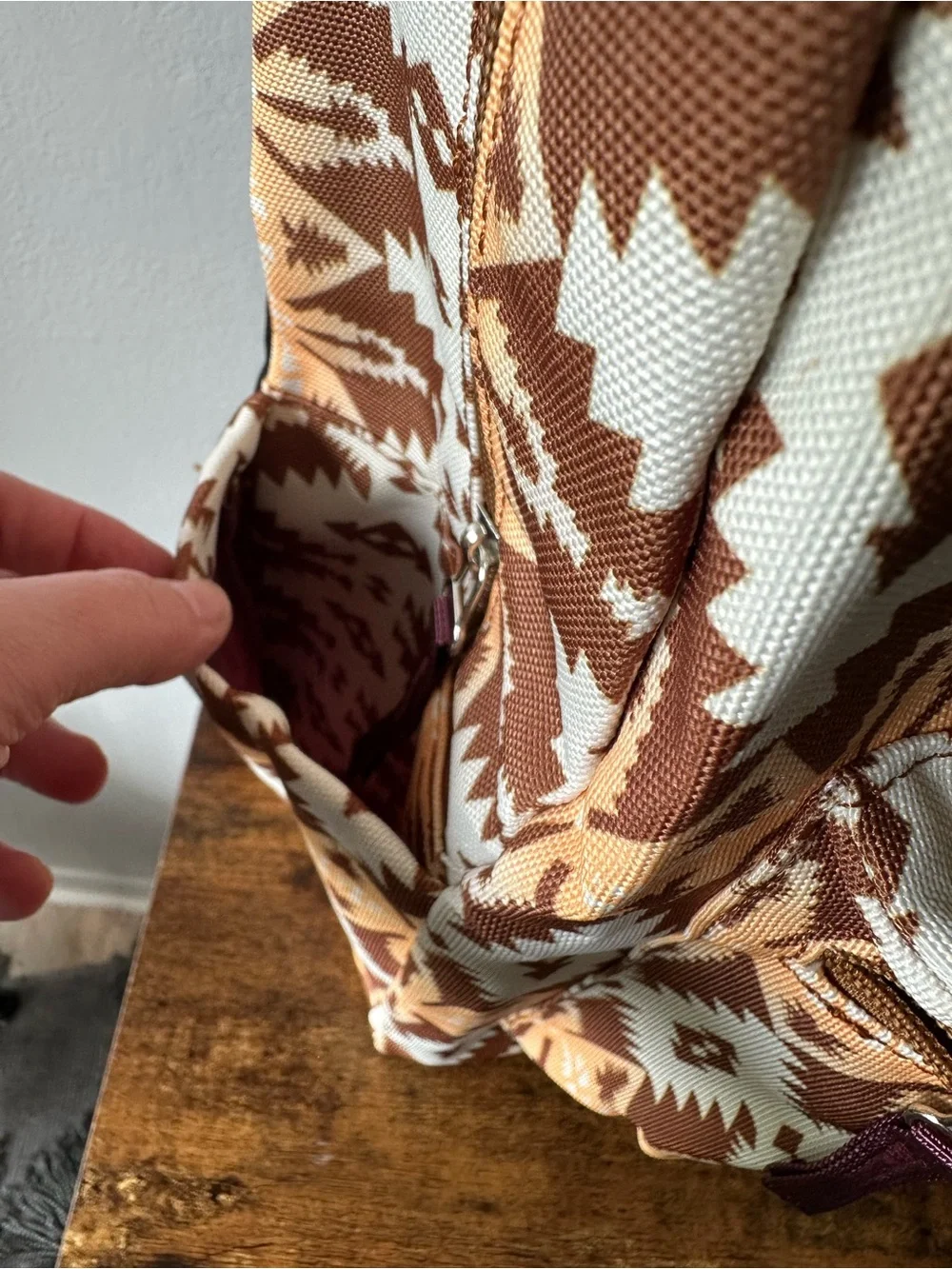 Wrangler Aztec Print Backpack in Brown & Cream Bohemian Western Style NWT
